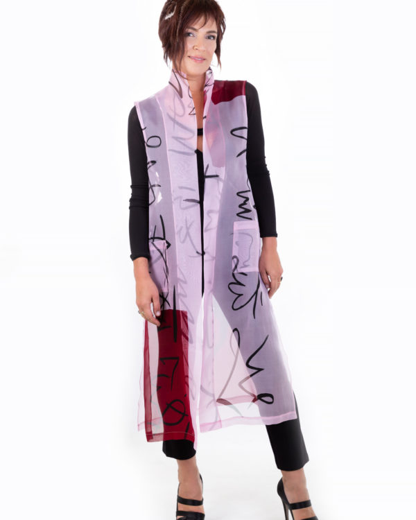Organza Long Vest Red and Black