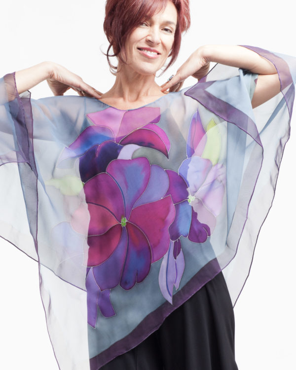 Poncho Purple on Grey, Homage to O'Keefe