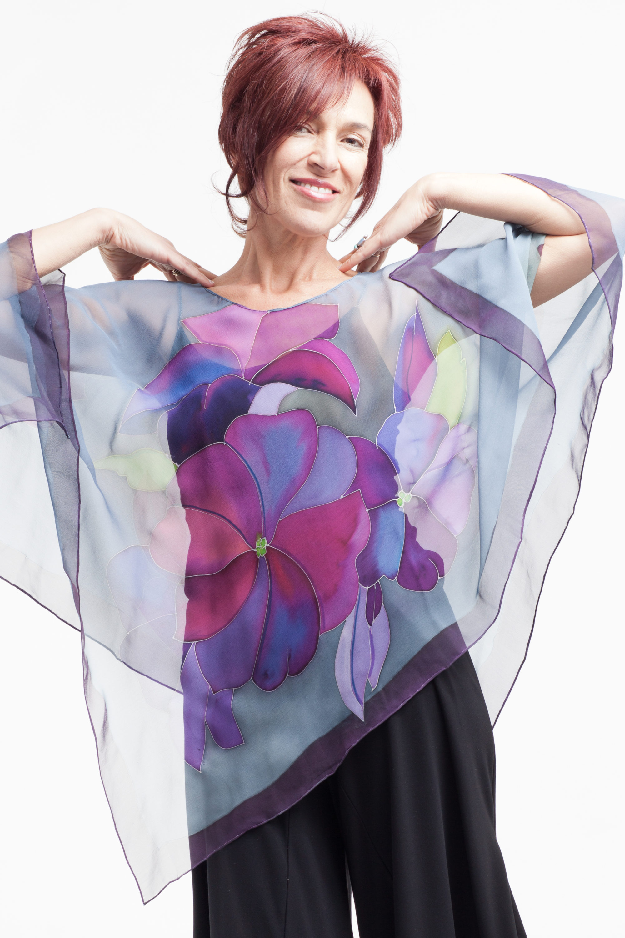 Poncho Purple on Grey, Homage to O'Keefe