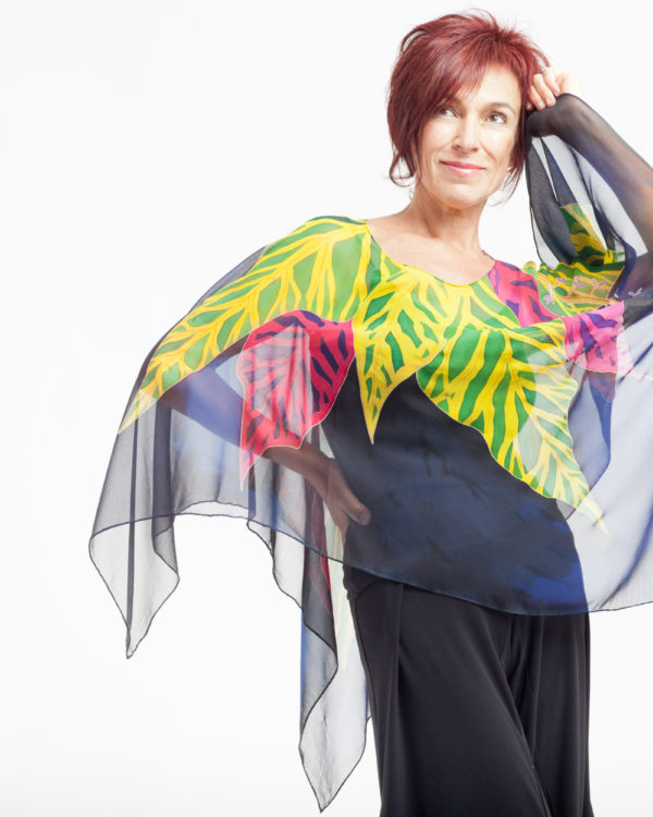 Poncho with Hawaiian Leaves