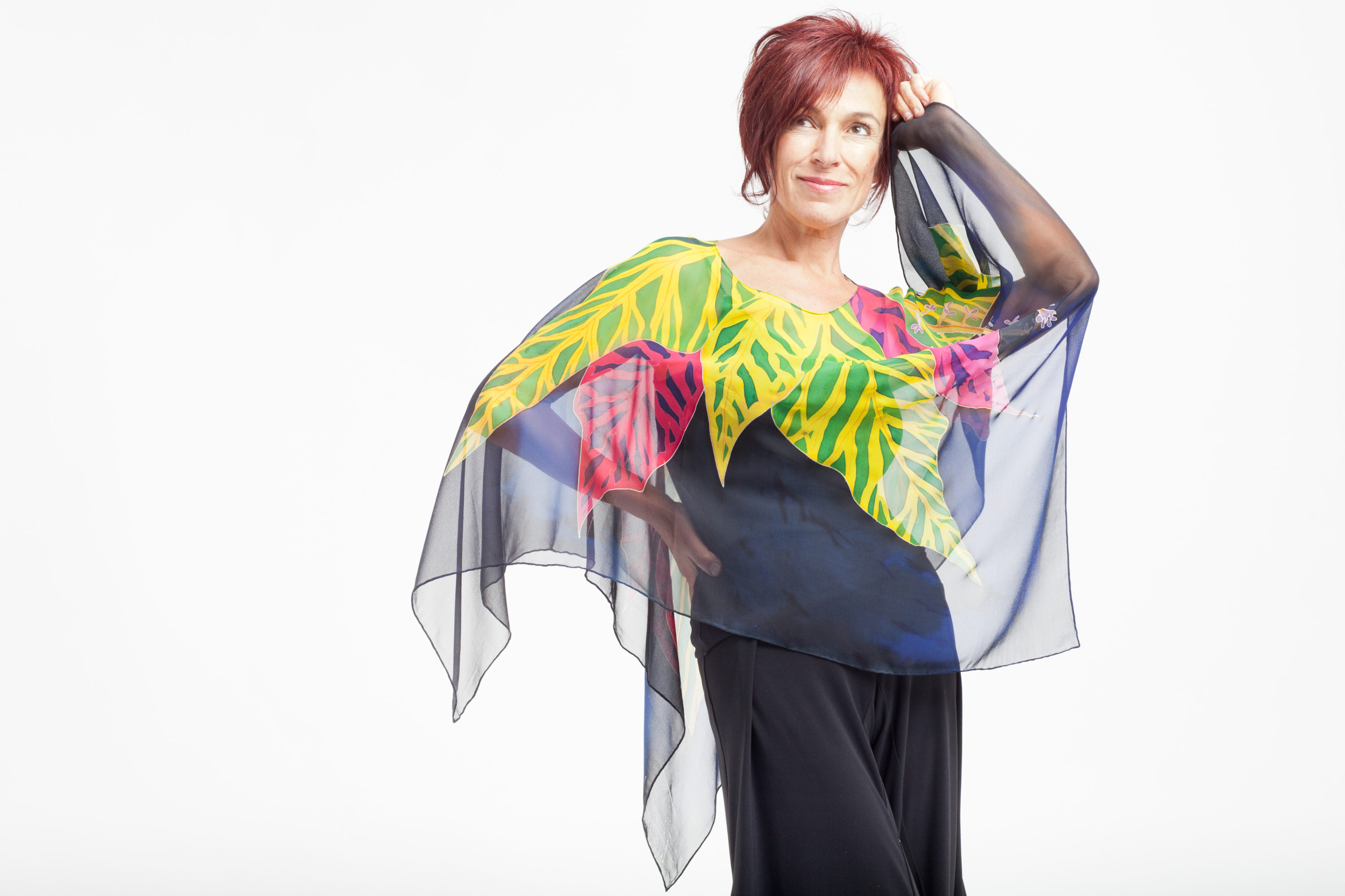 Poncho with Hawaiian Leaves