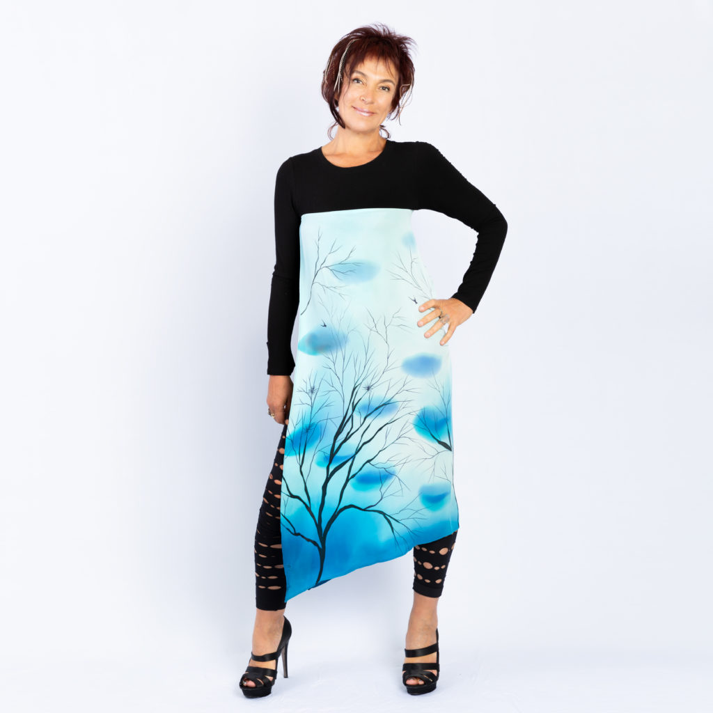 T-shirt with hand painted panel, Trees