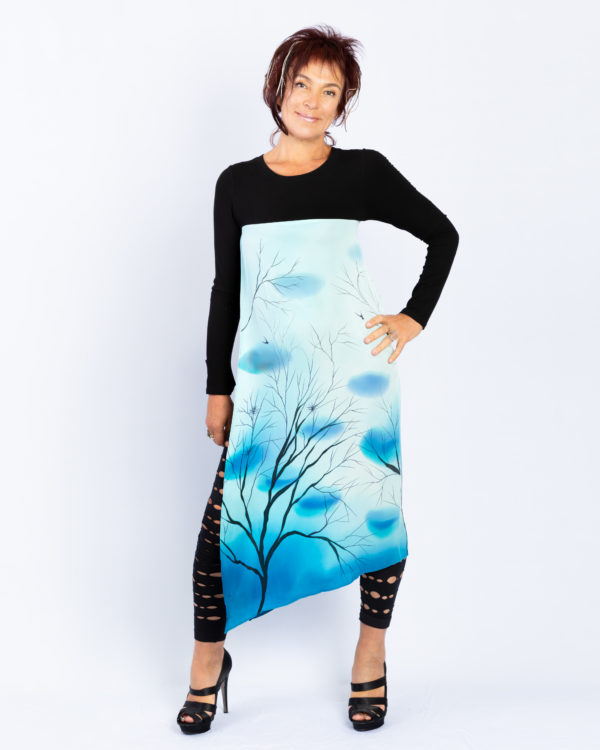 T-shirt with hand-painted panel, Trees