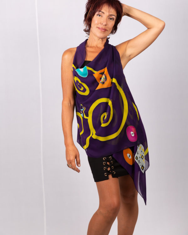 Mini vest purple and yellow homage to Klimt 