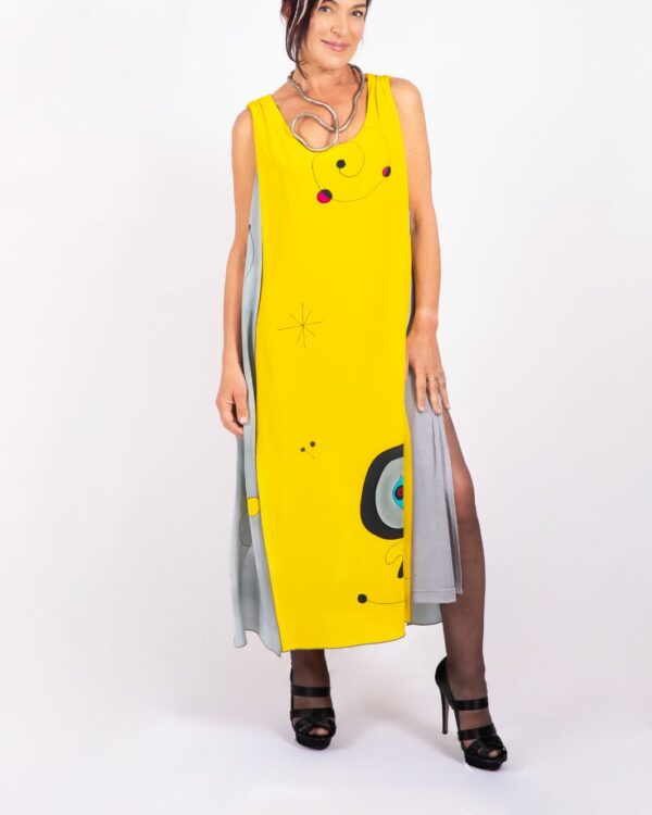 Hand-painted silk dress homage to Miro number two
